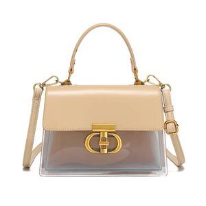 3627 Transparent Crossbody Handbag with Turn Lock Closure Messenger Bag